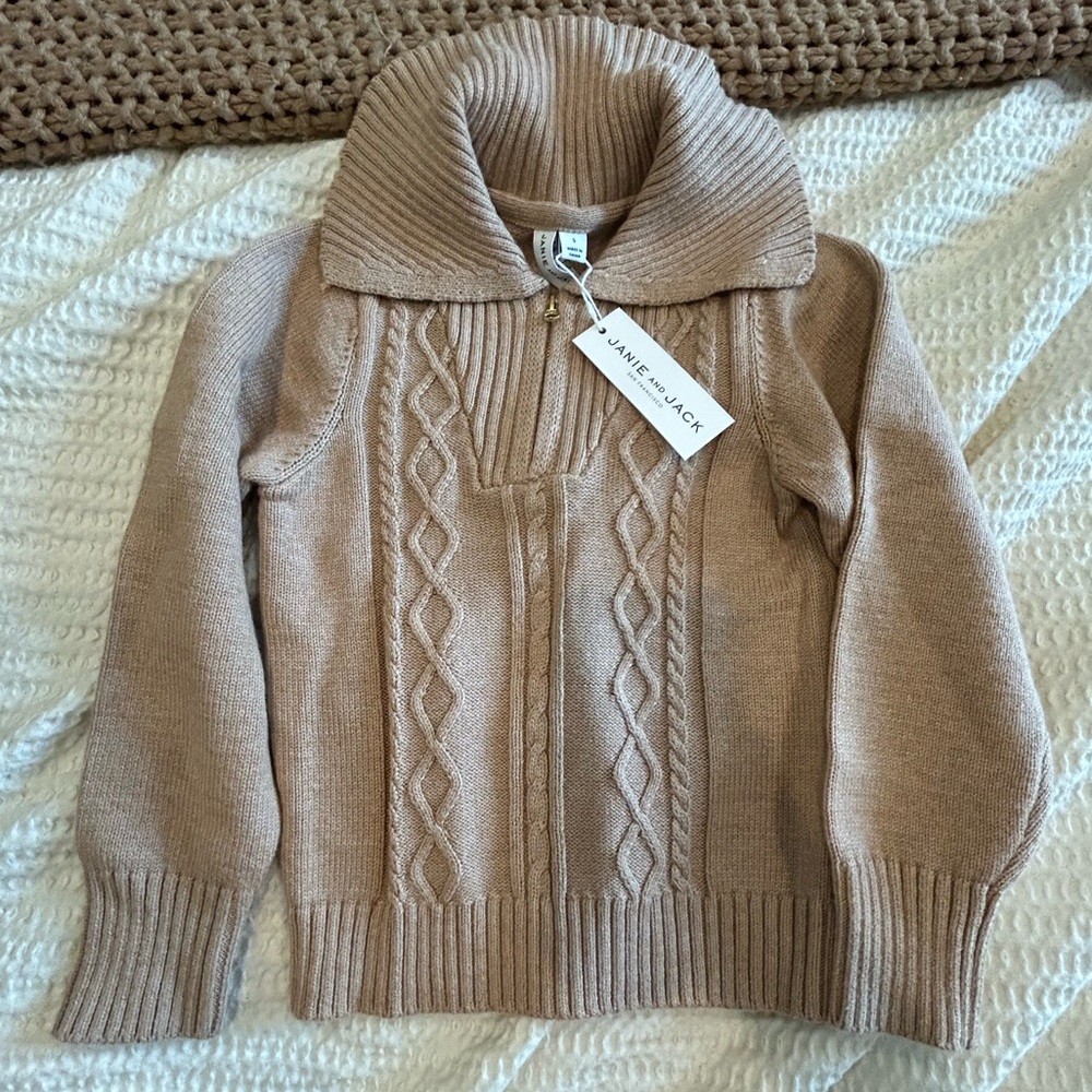 Janie and Jack tan Cable Knit Sweater